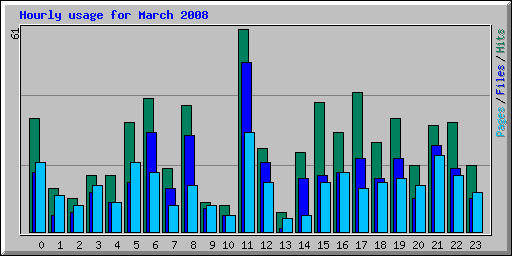 Hourly usage for March 2008