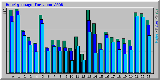 Hourly usage for June 2008
